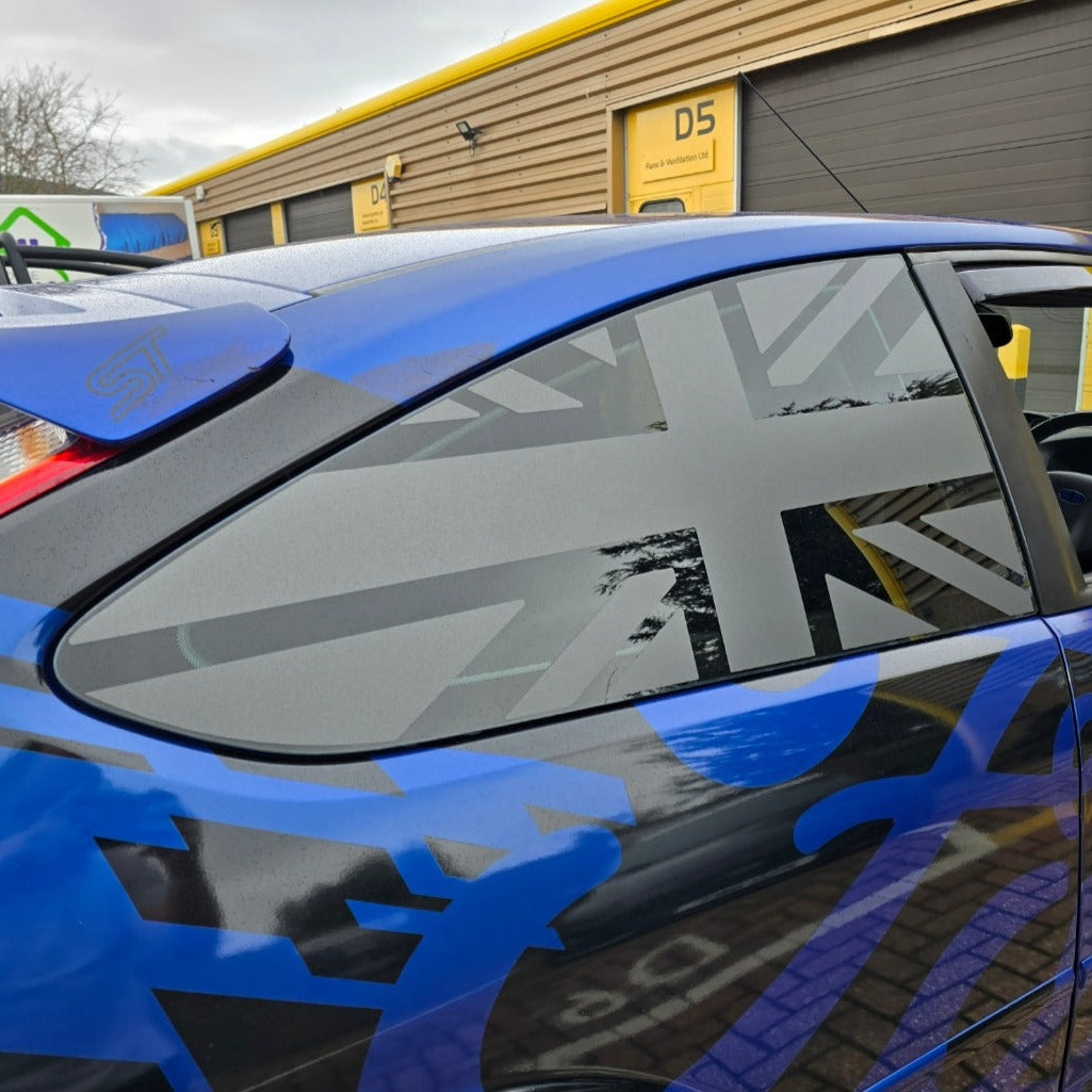 Mk2 & 2.5 Focus Rear 3 Door Union Jack Window Vinyl Decal Set (Pair)