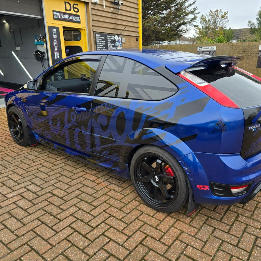 Mk2 & 2.5 Focus Rear 3 Door Union Jack Window Vinyl Decal Set (Pair)