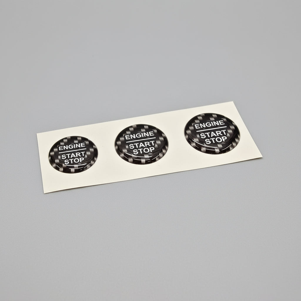 28mm "Engine Start Stop" Button Gel Badge