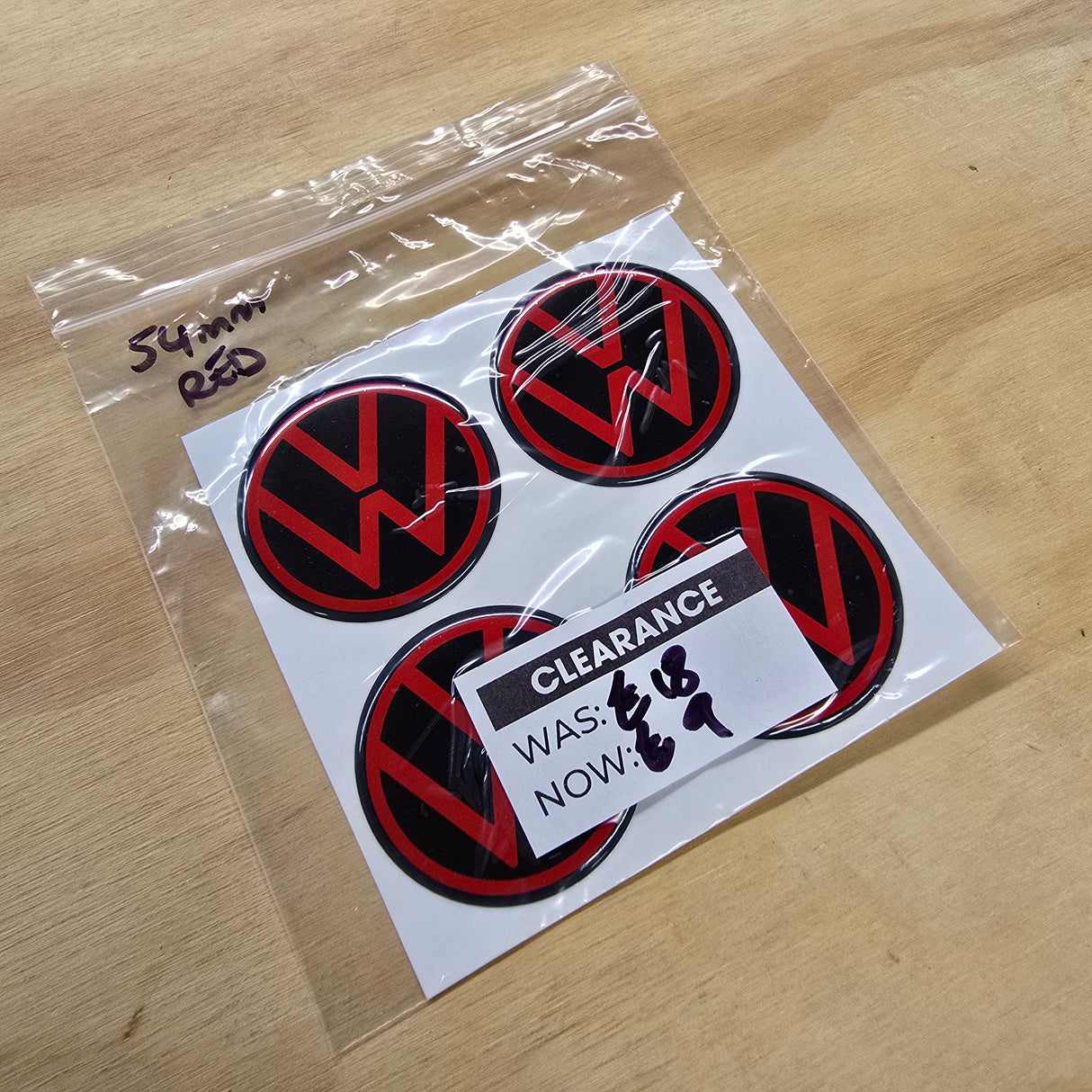 *Clearance* VW Centre Cap Gels - 54mm - Red