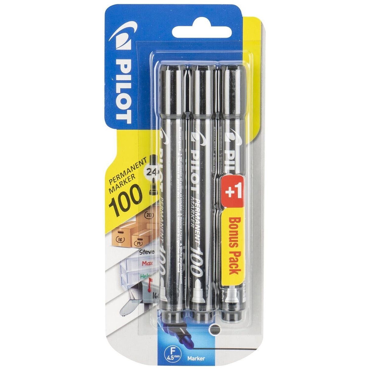Pilot 100 Series Permanent Marker Pack of 3 - Marker Pens