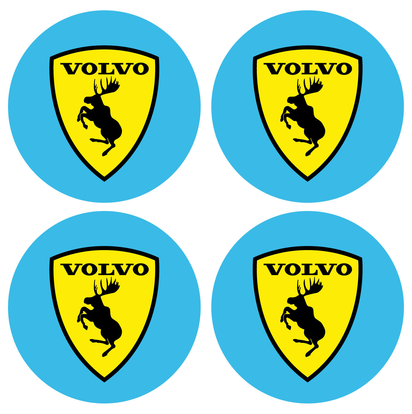 Wheel Centre Cap Gels (Set of 4) - Volvo Prancing Moose