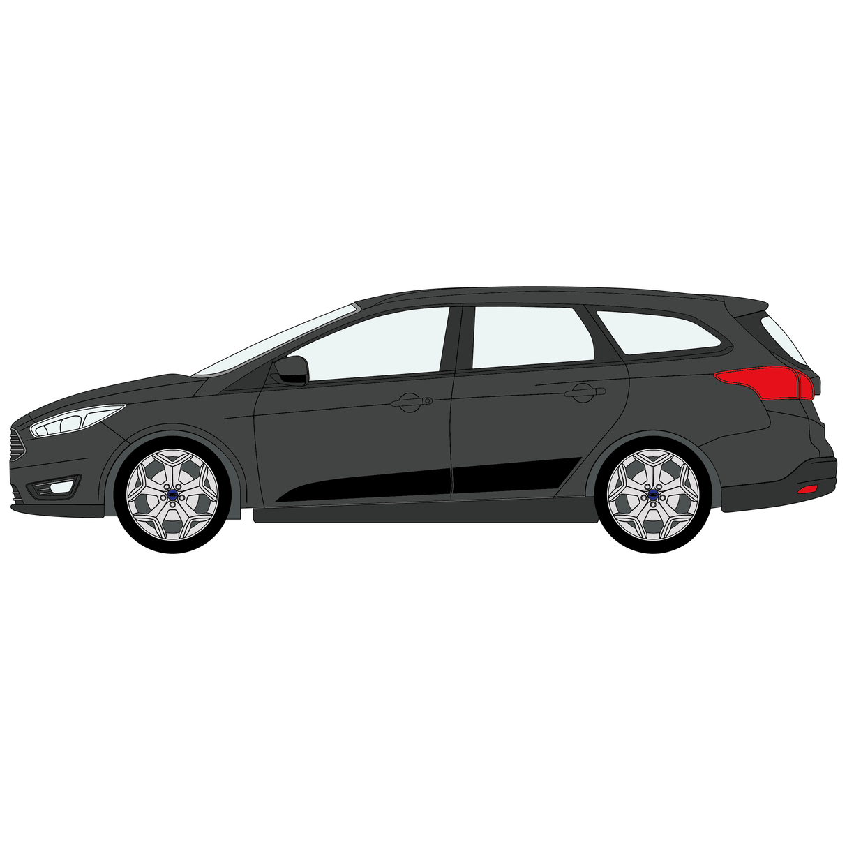 Mk3 & 3.5 Focus Lower Side Stripe Decal Set - V1 - No stripes at rear / No Logo - Side Stripes