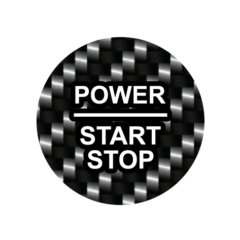 28mm ’Power Start Stop’ Ignition Button Gel Badge - Printed Carbon - Ignition Button Gel Badges