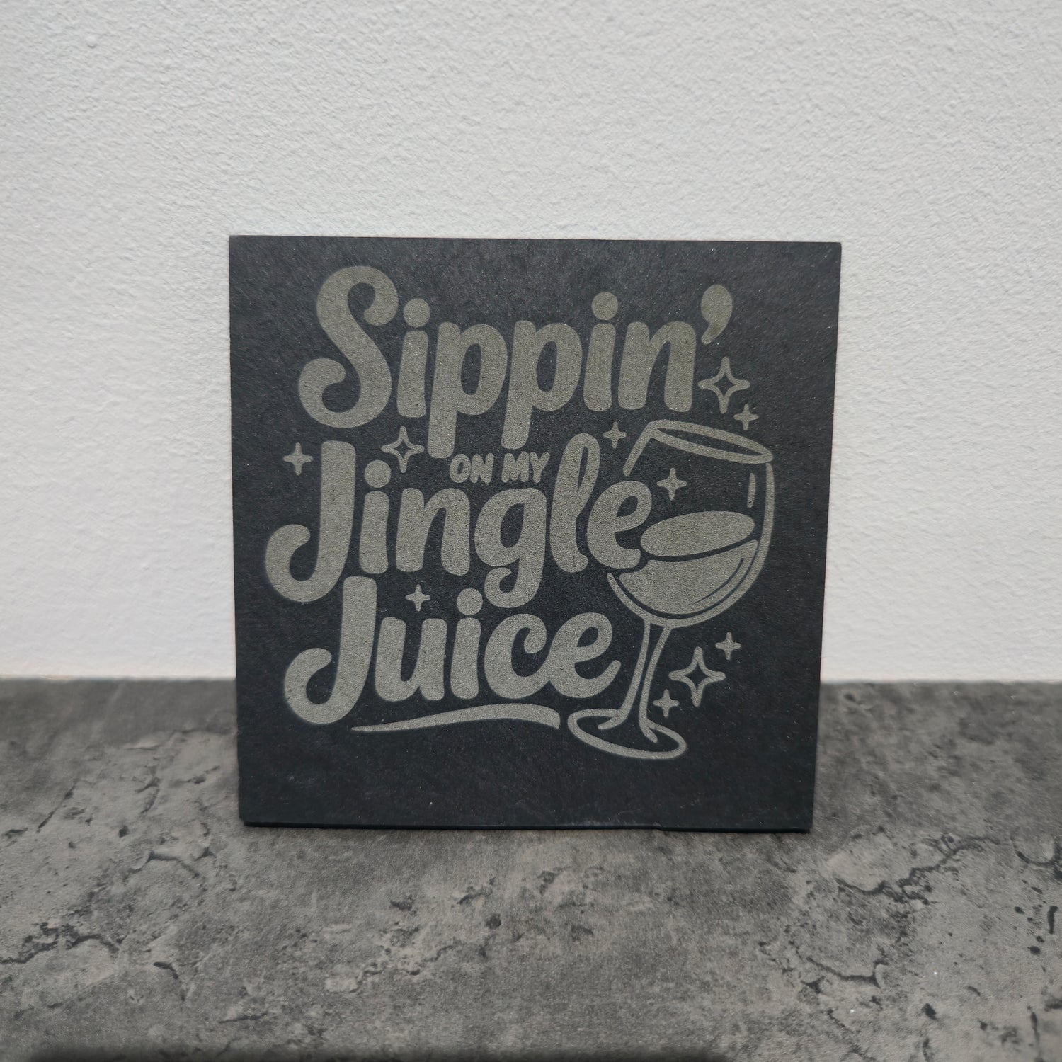 Christmas Wine Themed Engraved Slate Coasters