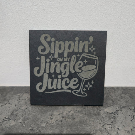 Christmas Wine Themed Engraved Slate Coasters