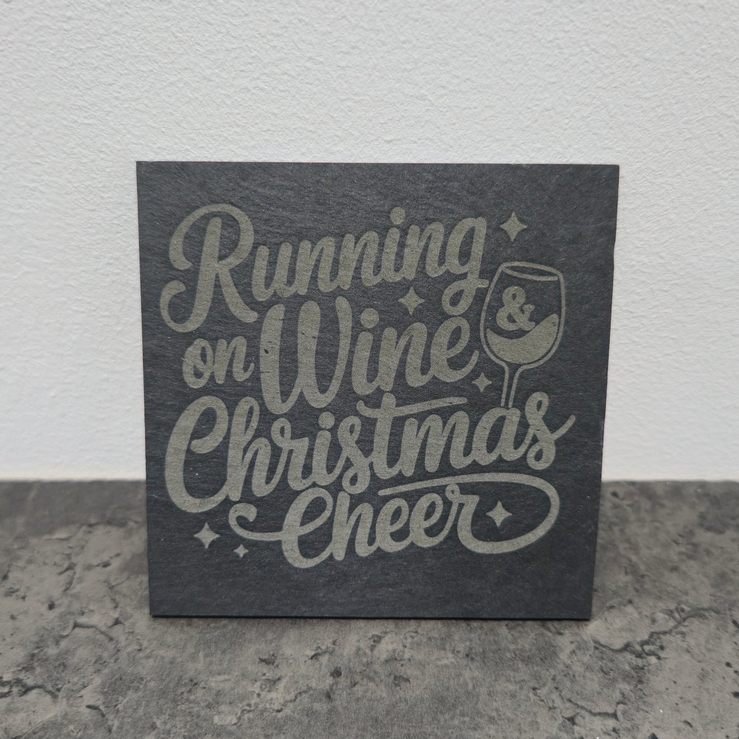 Christmas Wine Themed Engraved Slate Coasters