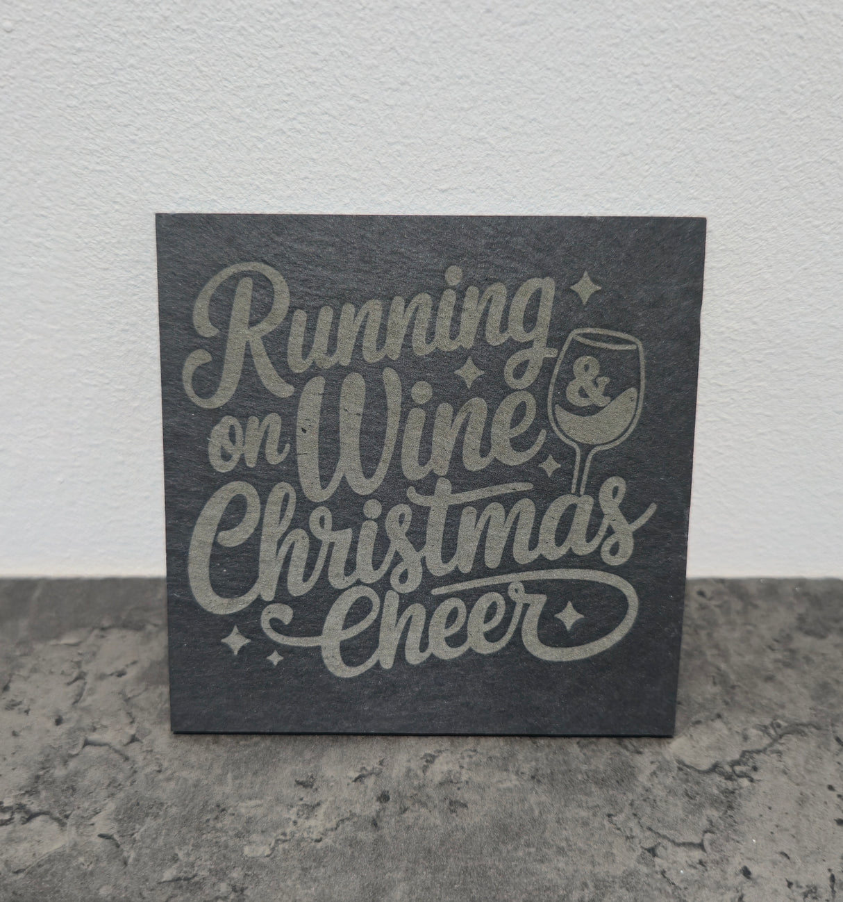 Christmas Wine Themed Engraved Slate Coasters