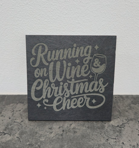 Christmas Wine Themed Engraved Slate Coasters