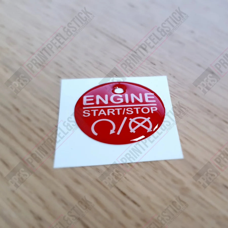 28Mm Red Engine Start Stop Button Gel Badge Ignition Badges