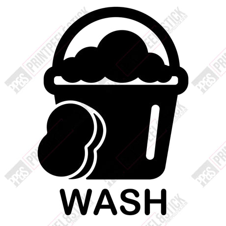 Wash Rinse & Wheels Bucket Stickers / Black Vehicle Cleaning Stickers