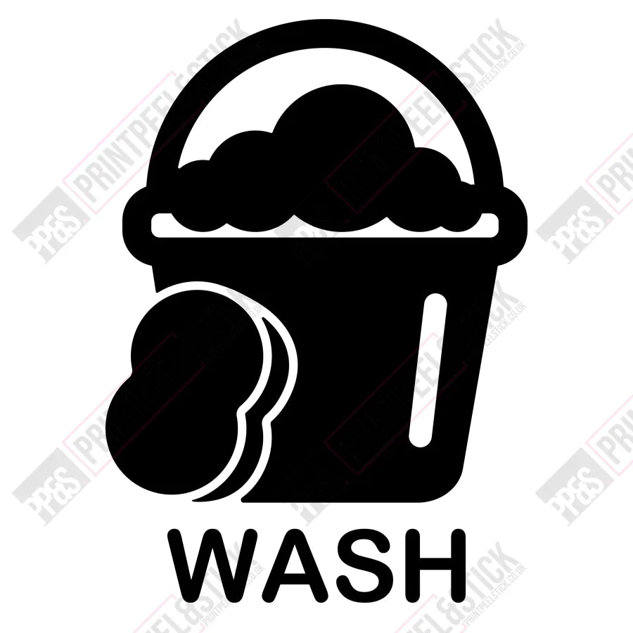 Wash Rinse & Wheels Bucket Stickers / Black Vehicle Cleaning Stickers