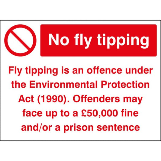 No Fly Tipping - Safety Sign