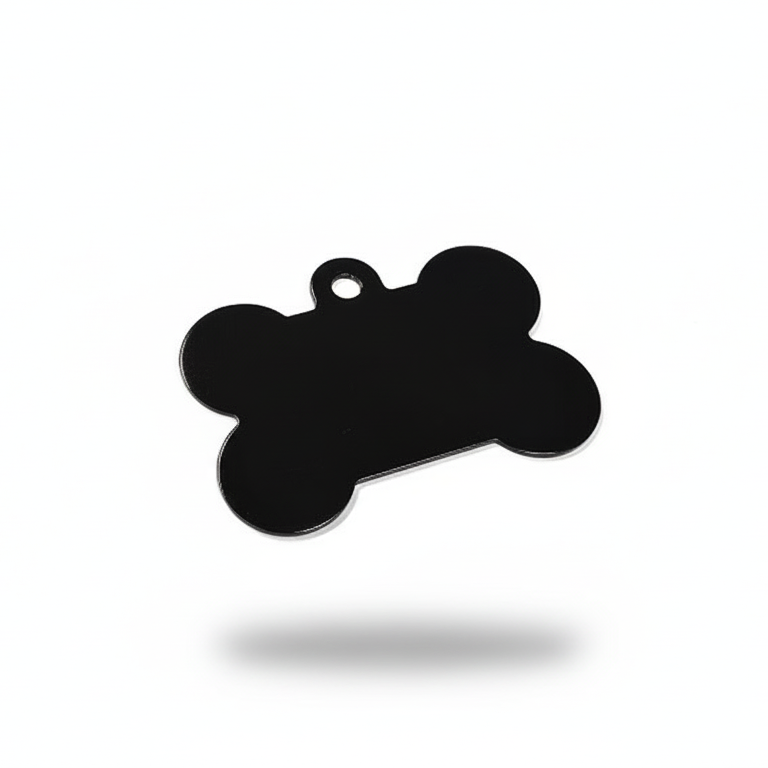 Black bone-shaped pendant on a white background