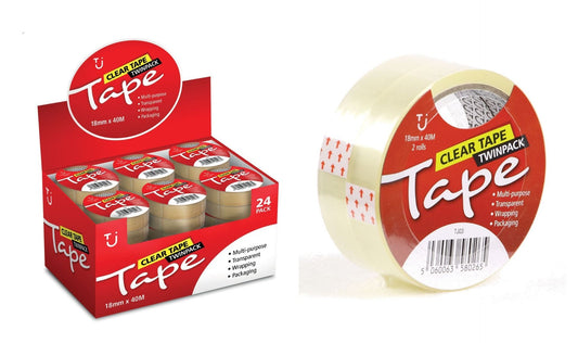 Clear Tape Twin Pack 18mm x 40m