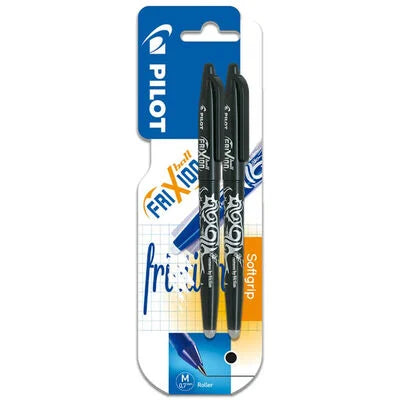 Pilot FriXion Erasable Rollerball Pens: Pack of 2 (Black Ink) - Writing Pens