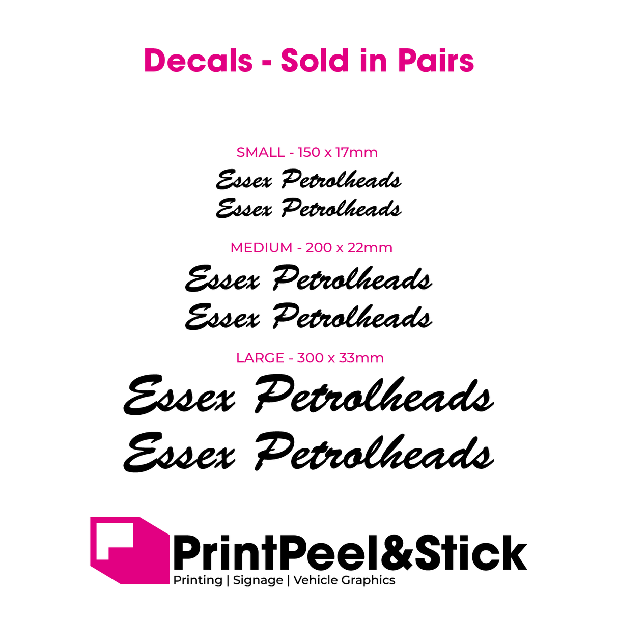 Essex Petrolheads club decals (Set of 2) - Various Sizes