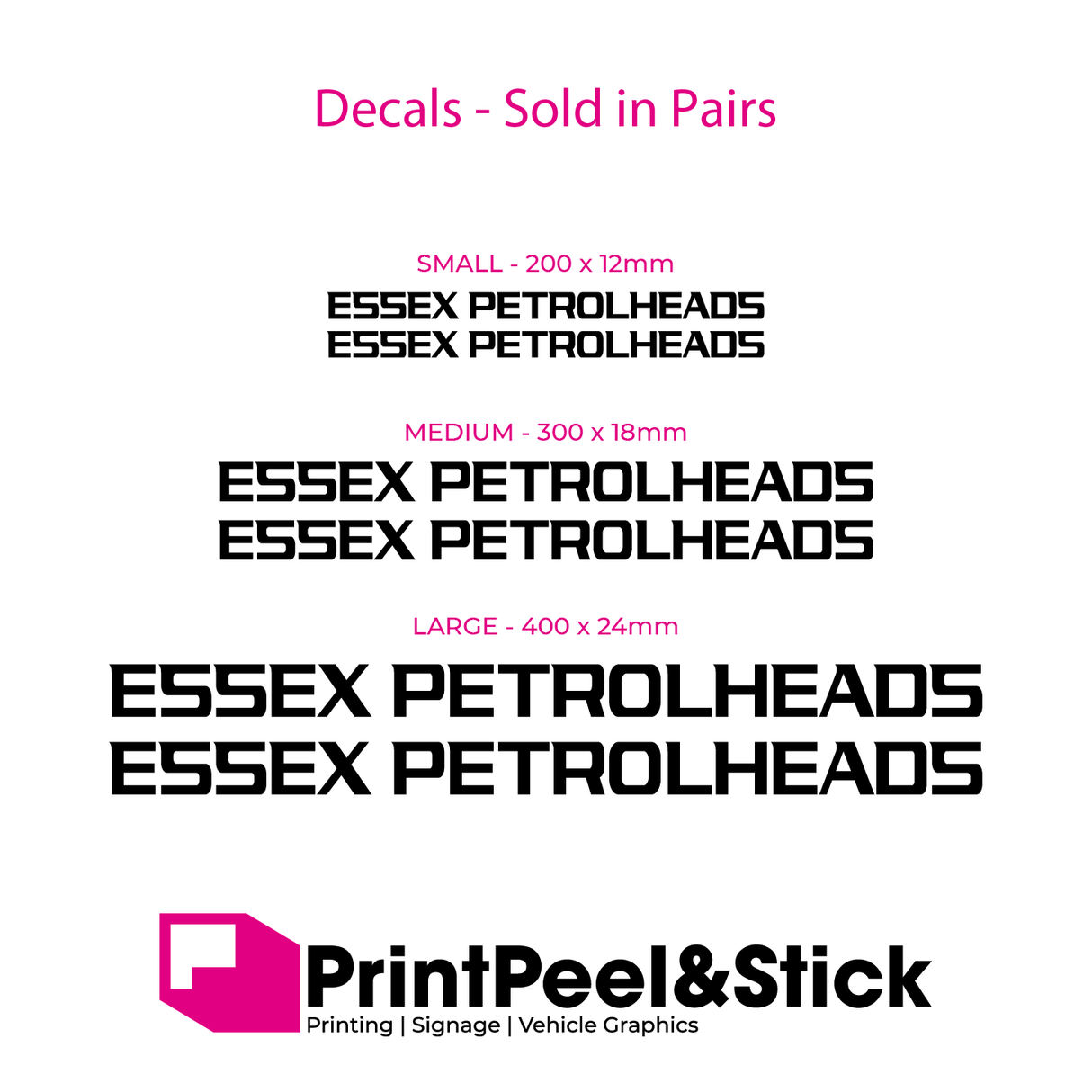 Essex Petrolheads club decals (Set of 2) - Various Sizes