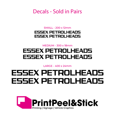 Essex Petrolheads club decals (Set of 2) - Various Sizes