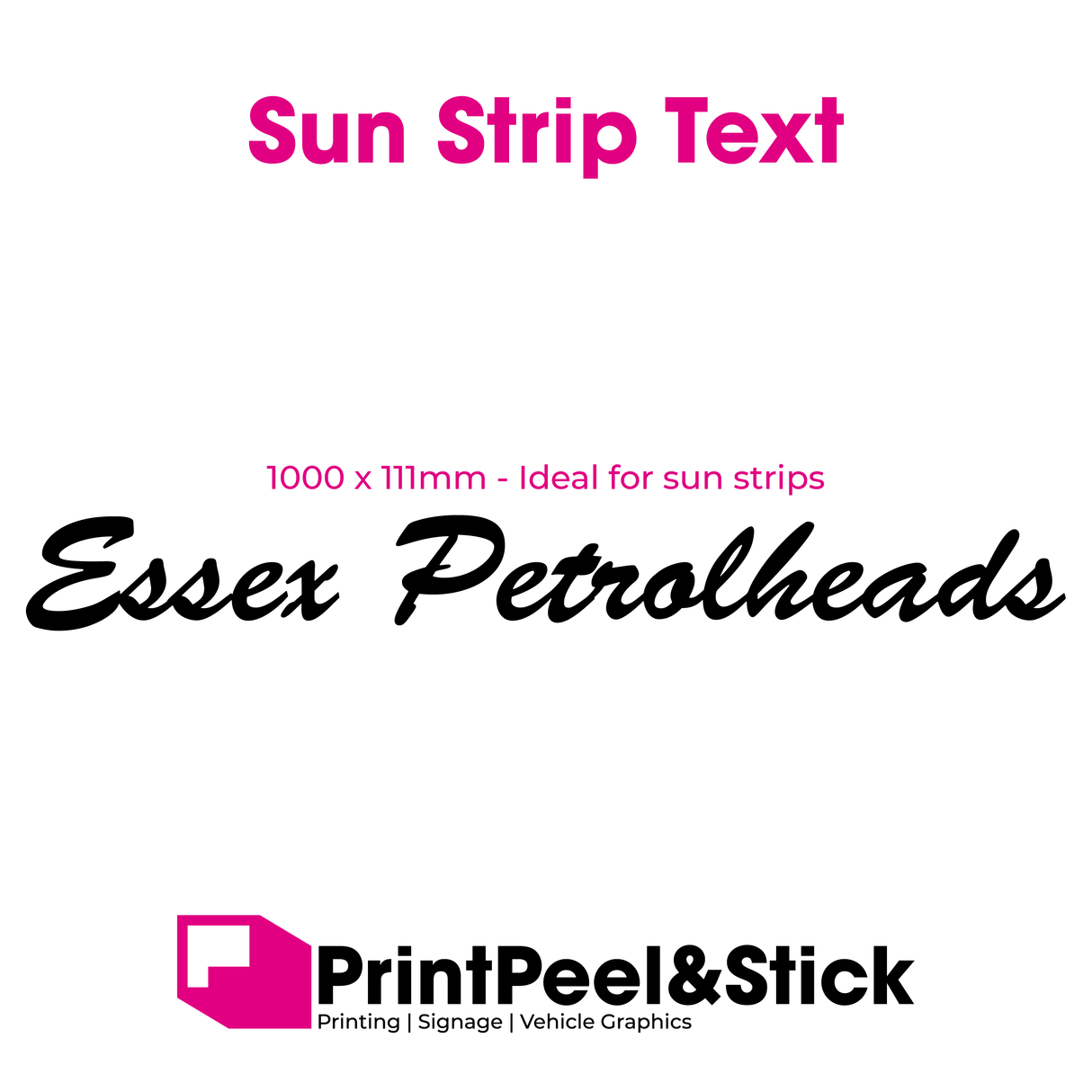 Essex Petrolheads Sun Strip Text