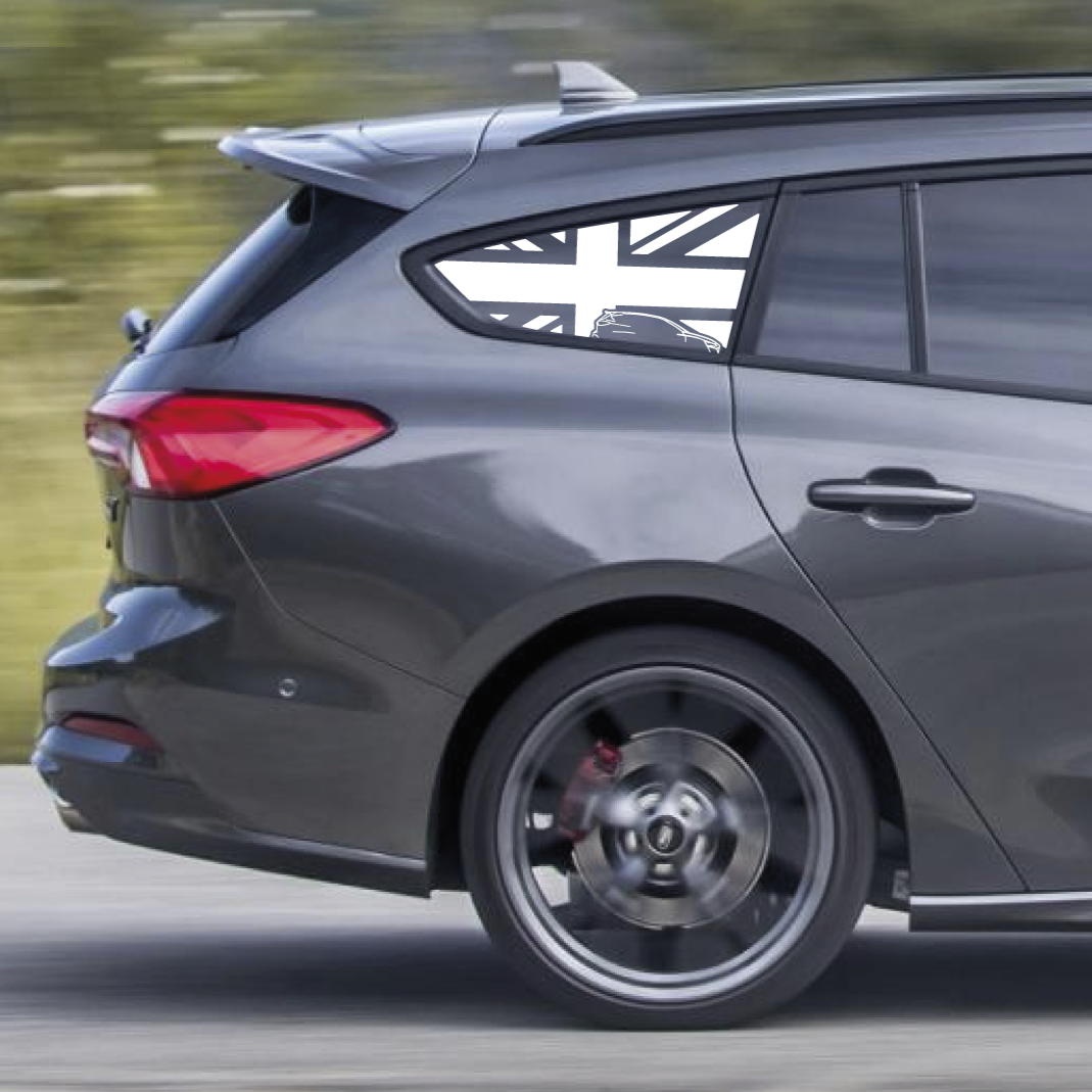 MK4ST Owners Club Focus Union Jack Rear Window Flag Decal Set