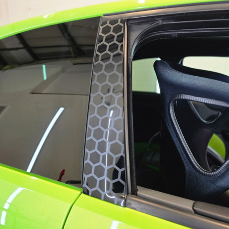 Mk2 Focus B Pillar Decals - 3 Door Only (Pair) - Hexagon cut out / Gloss Black - Pillar Decals