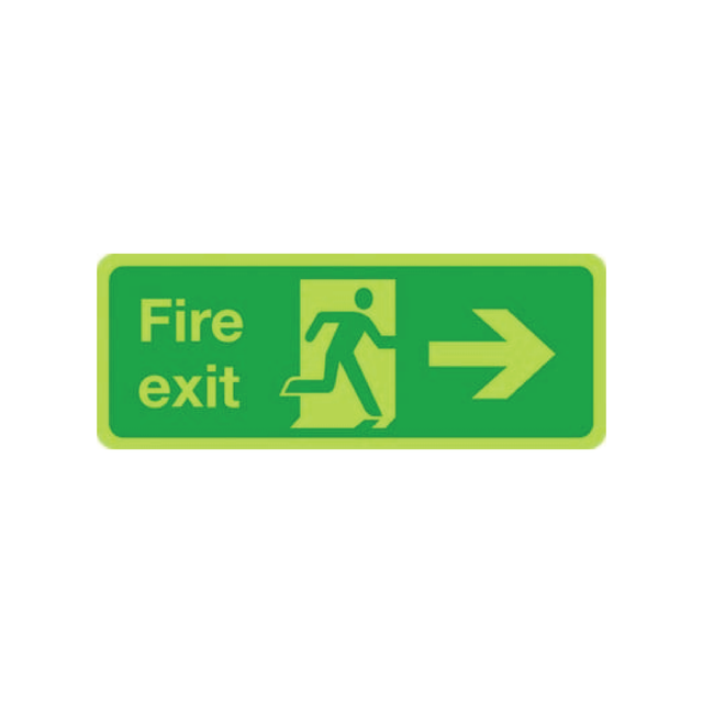 Fire Exit sign arrow right photoluminescent sign - Photoluminescent Sign