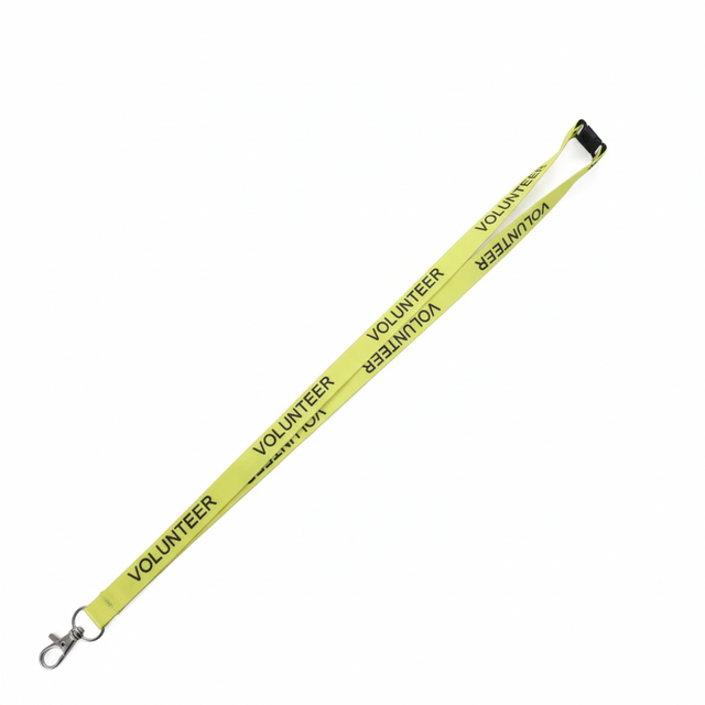 Yellow lanyard with 'Volunteer' black text 