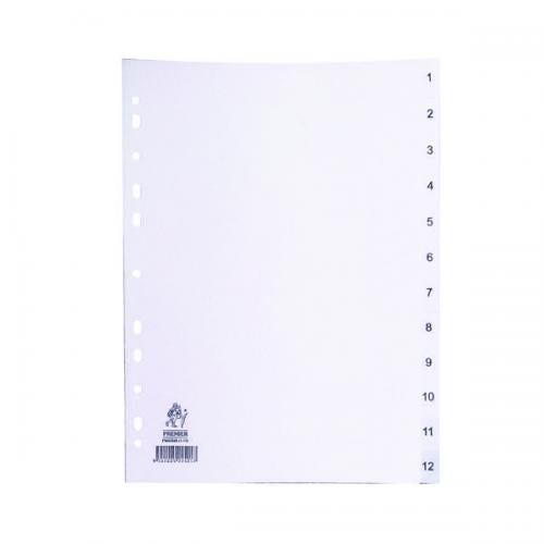 White A4 1-12 Polypropylene Index
