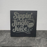Christmas Wine Themed Engraved Slate Coasters