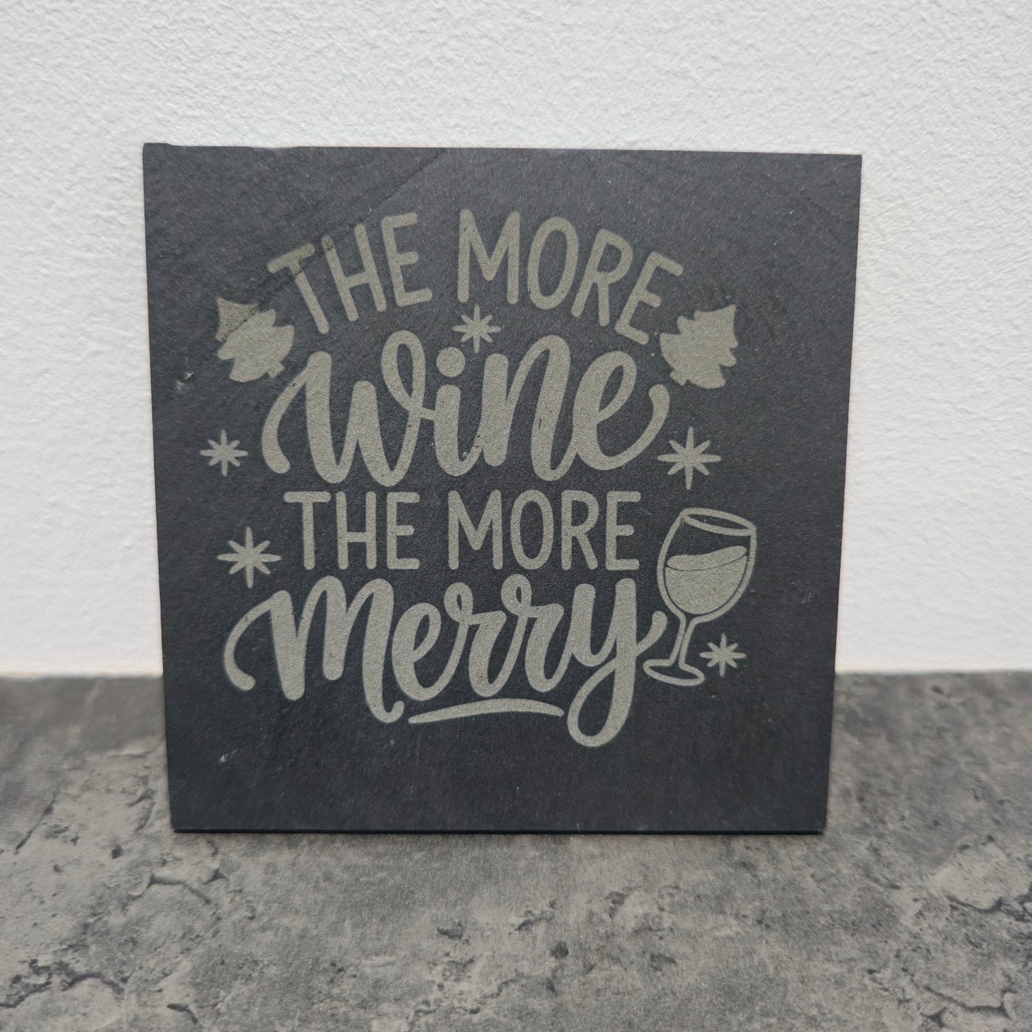Christmas Wine Themed Engraved Slate Coasters