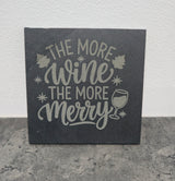 Christmas Wine Themed Engraved Slate Coasters
