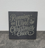 Christmas Wine Themed Engraved Slate Coasters