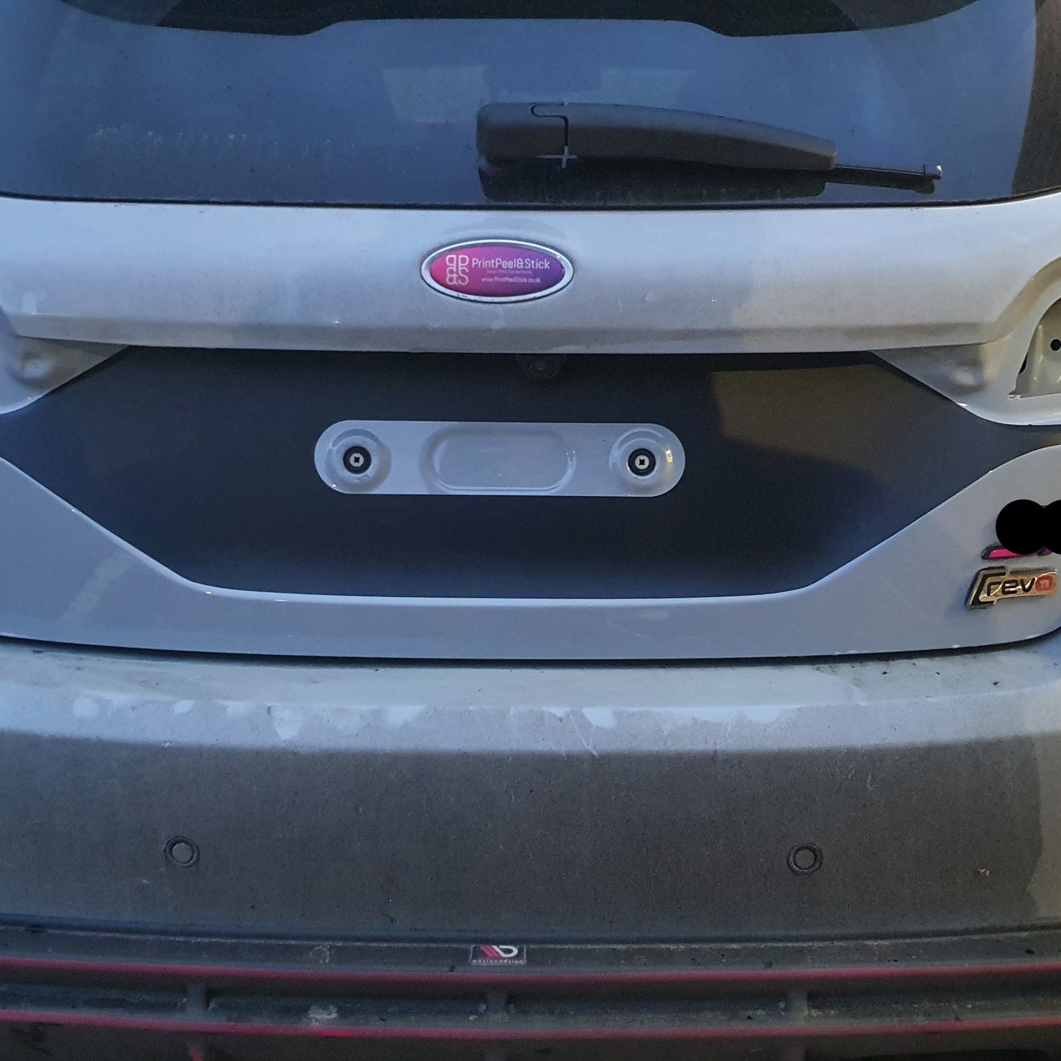 Fiesta Mk8 Extended Rear Licence Plate vinyl Decal