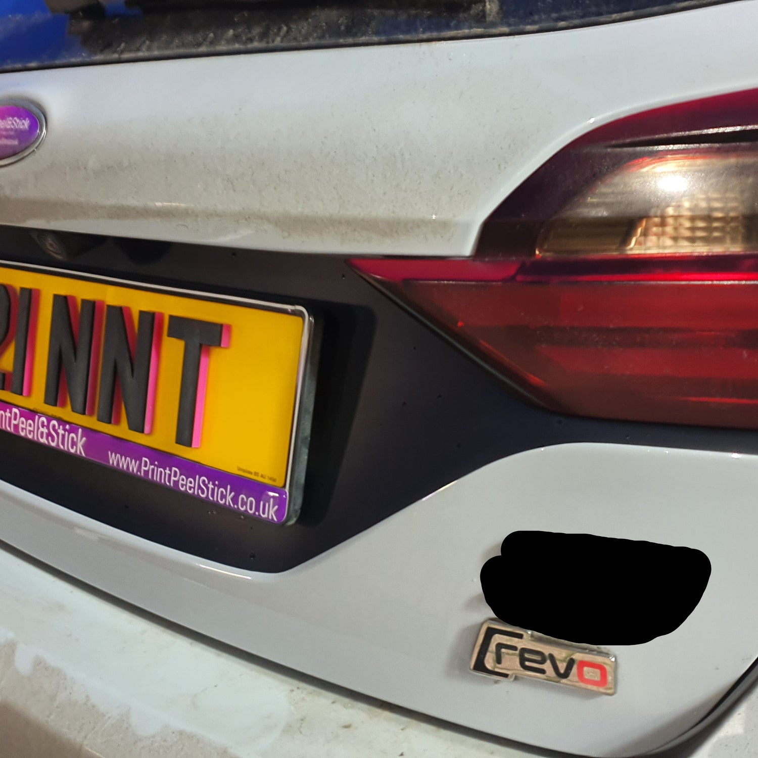 Fiesta Mk8 Extended Rear Licence Plate vinyl Decal