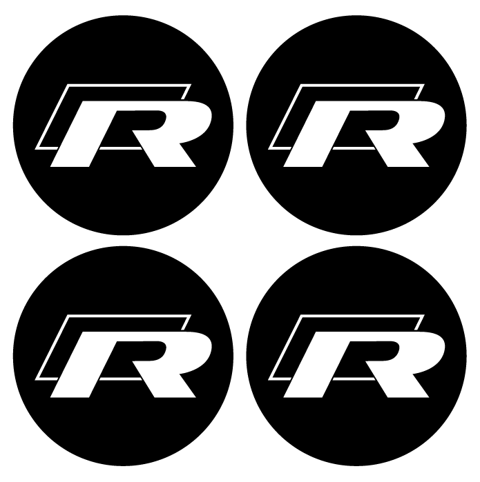 Wheel Centre Cap Gels (Set of 4) - VW ’R’ (Old Style) - Centre Cap Gel Badges - VW