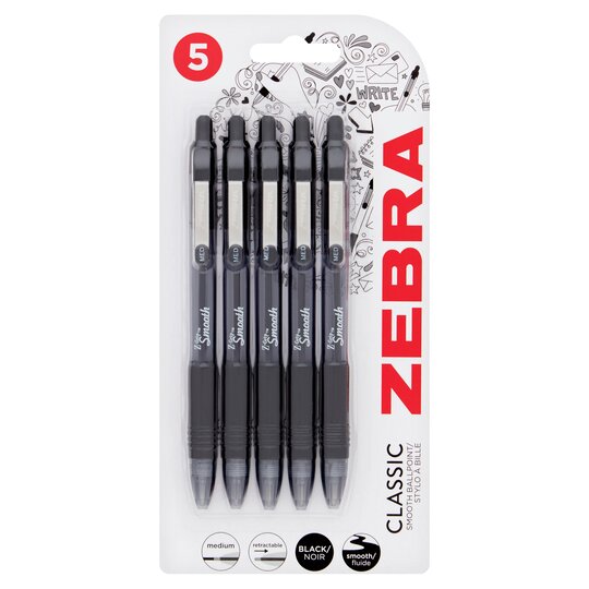 Zebra Z-Grip Smooth Ballpoint Pen 5 Pack